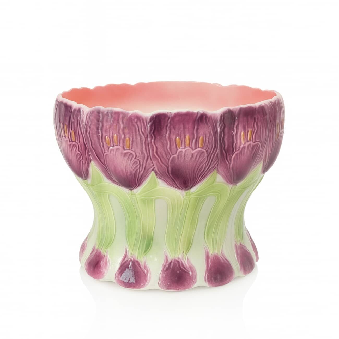 Flowerpot tulip barbotine 1 cache-pot-faience-barbotine-tulipe