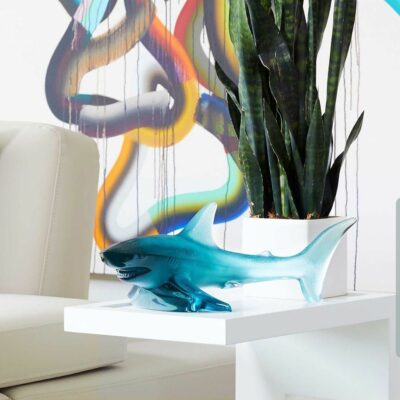 requin en cristal bleu Persepolis Lalique France