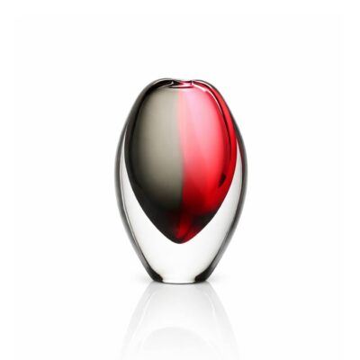 Vase cristal ovale rouge gris