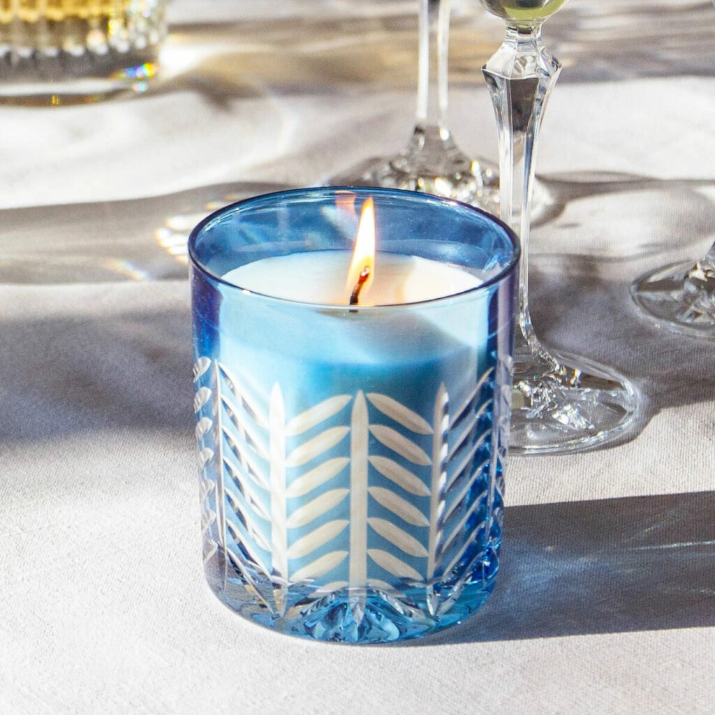 bougie photophore cristal turquoise osla