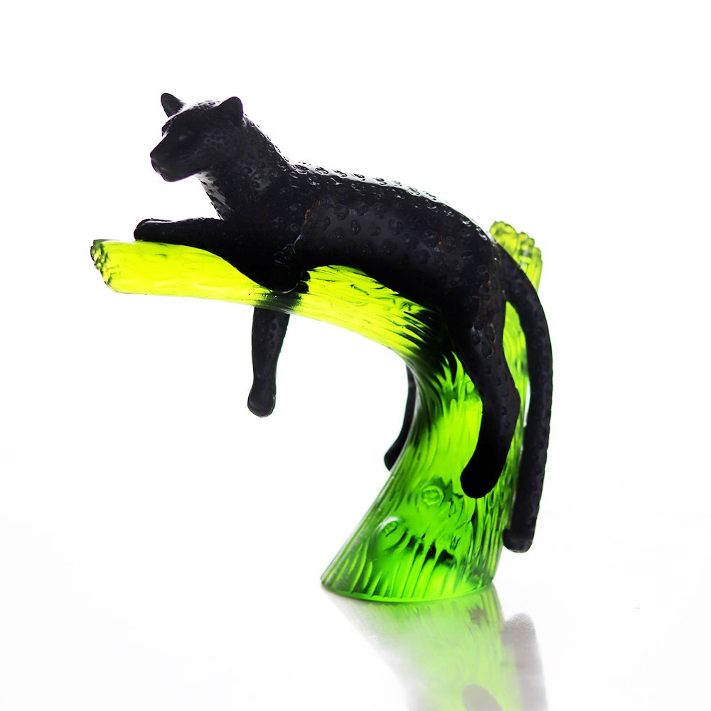 Black panther on tree daum 2 panthere-noir-sur-arbre-cristal-Daum-France