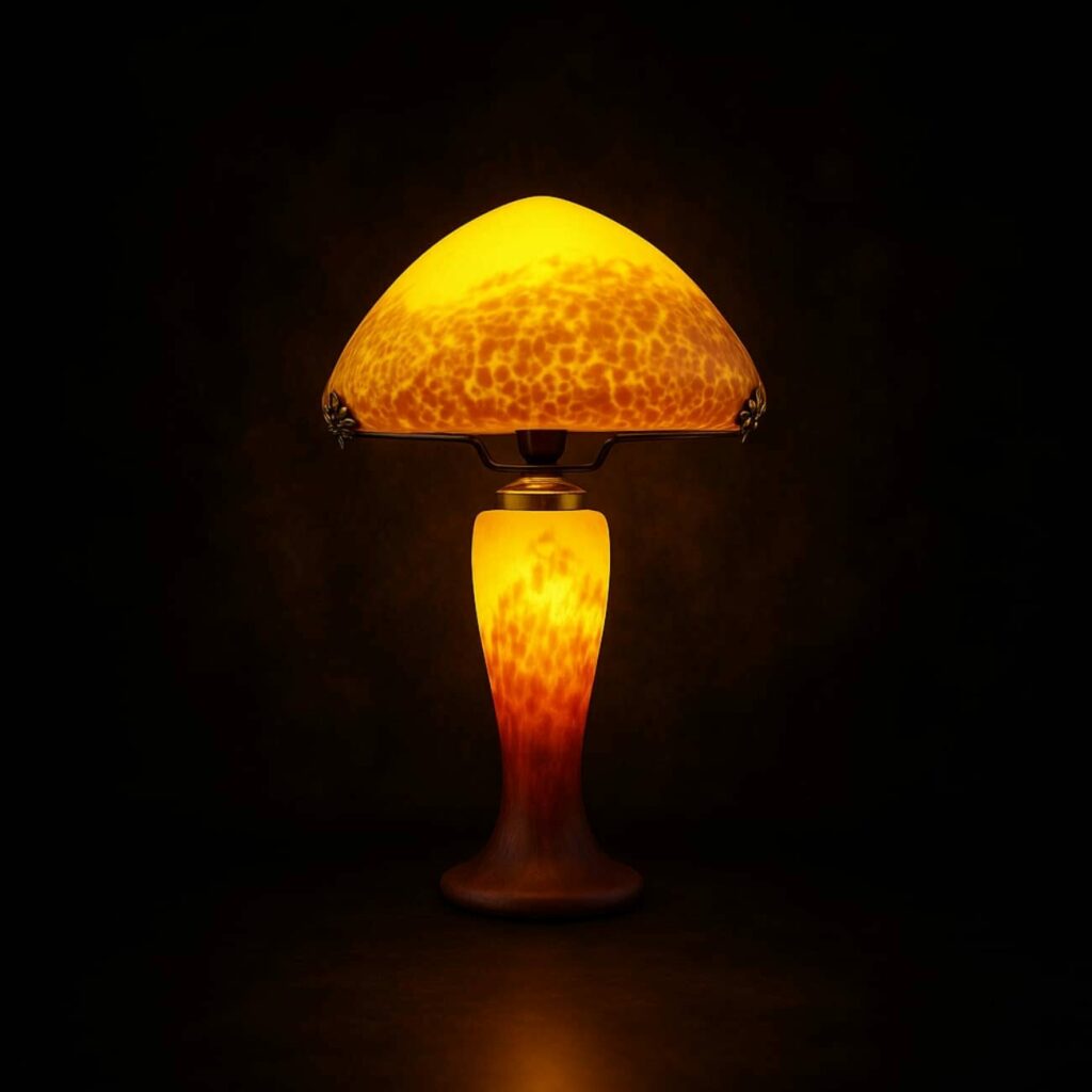 lampe-pate-de-verre-jaune