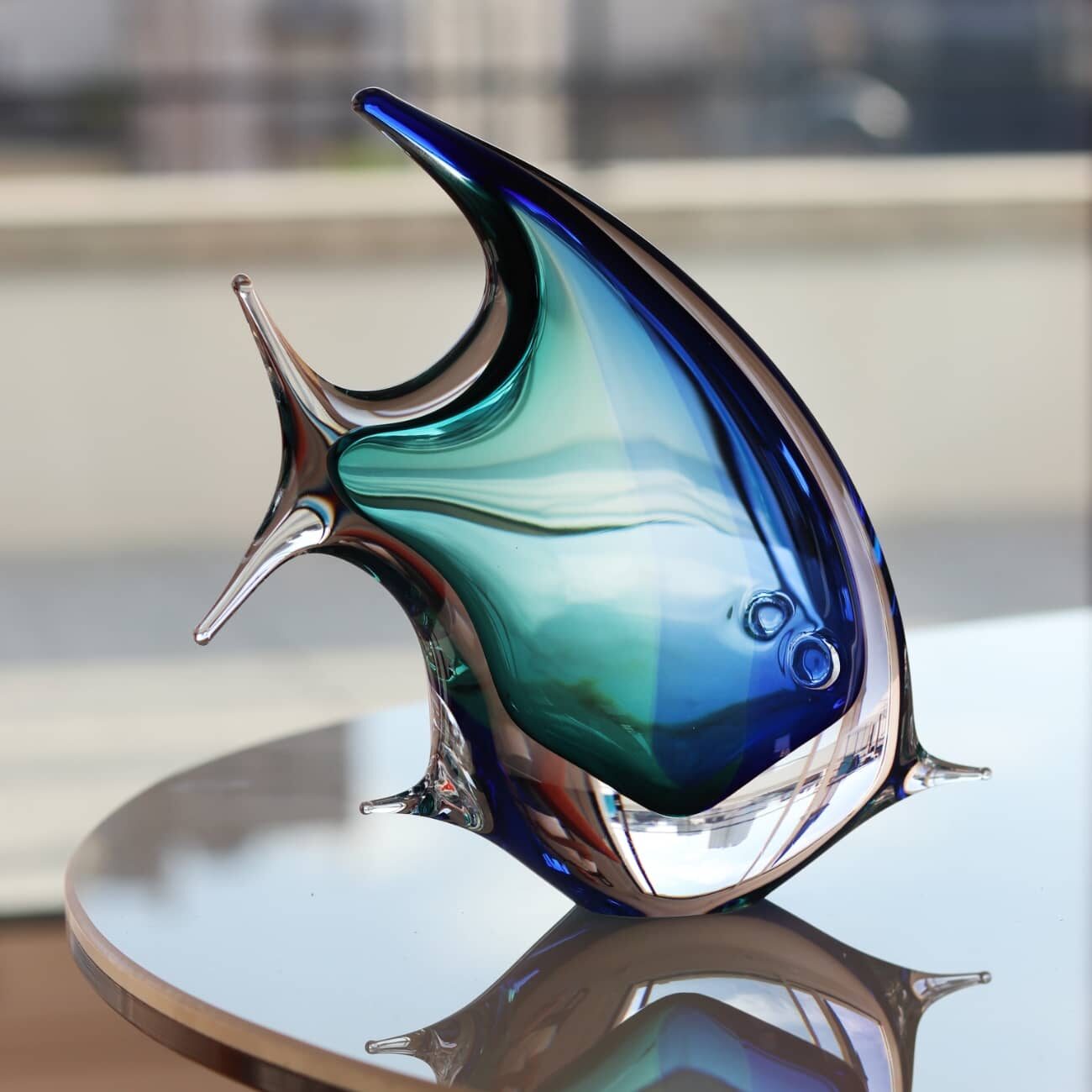Blue crystal fish 3 poisson-bleu-turquoise-verre-cristal