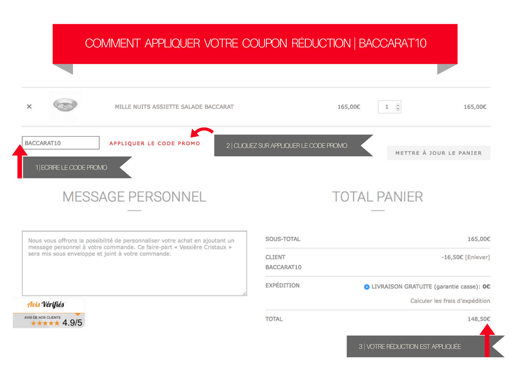 COUPON RÉDUCTION BACCARAT | 10% DE REMISE 2 CODE-PROMO-BACCARAT