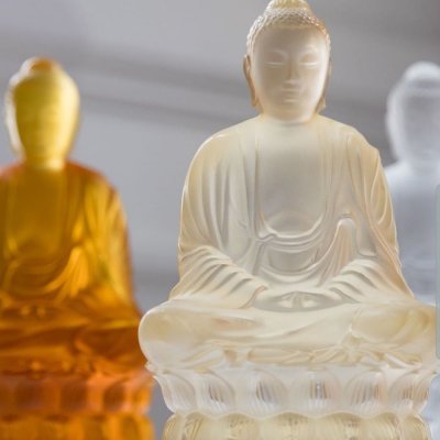 sculpture bouddha cristal lustre or Lalique