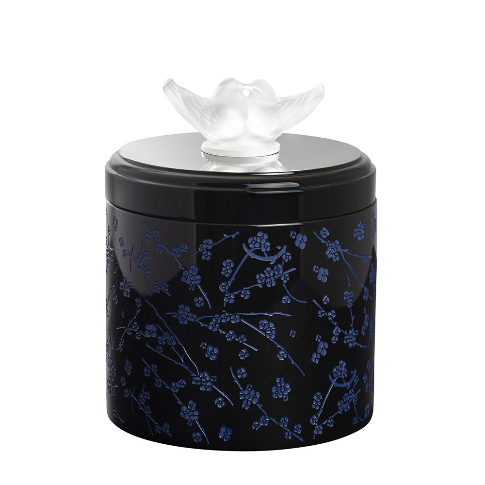 Fleurs de cerisier box lalique 2 boite en laque noir et cristal fleur de cerisier Lalique
