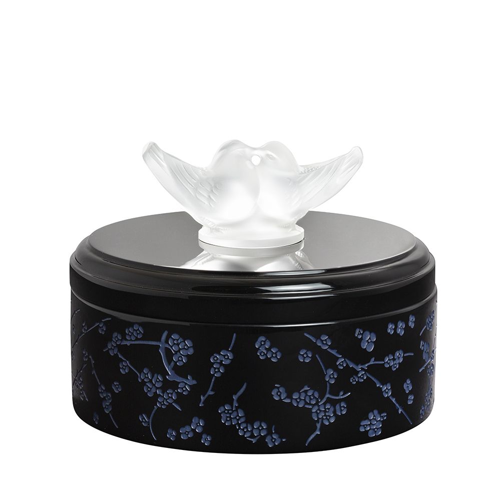 Fleurs de cerisier box lalique 3 boite en laque noir et cristal fleur de cerisier Lalique