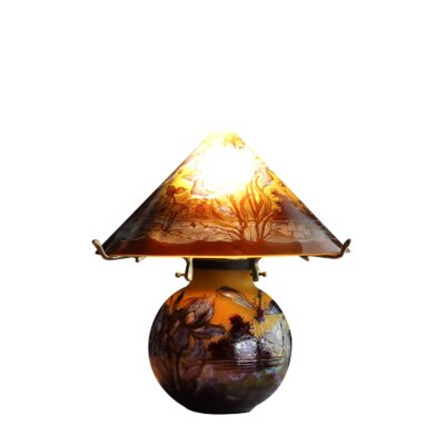 Lampe pâte de verre conique tip gallé