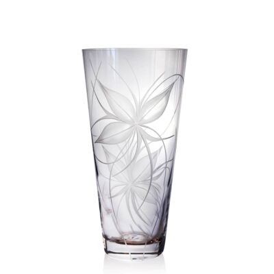 Vase roni tubulaire gravé main cristal lehrer