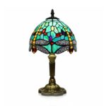 lampe-turquoise-libellule-vitrail