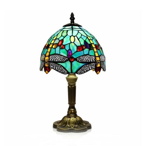 lampe-turquoise-libellule-vitrail
