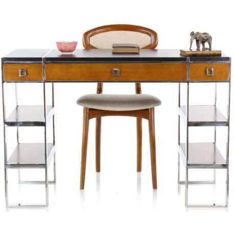 bureau-bois-cuir-et-inox-grand-modele-110cm-la-boetie