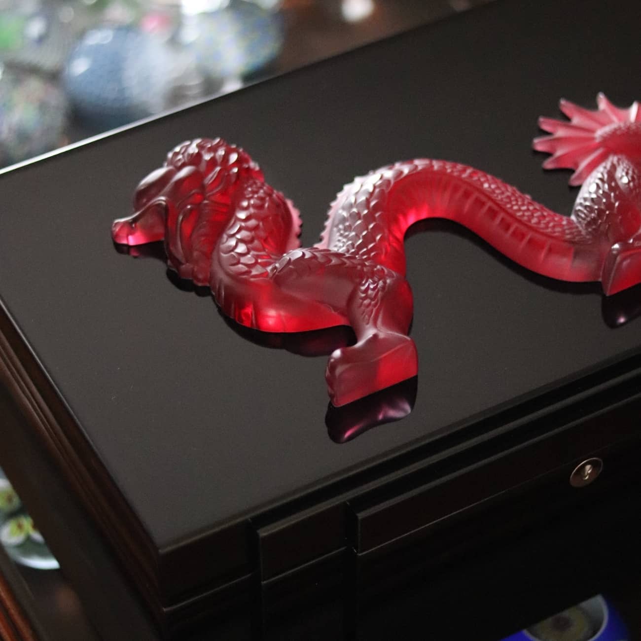 Red dragon Jewellery BOX IN BLACK LACQUERED Lalique 4 dragon-lalique