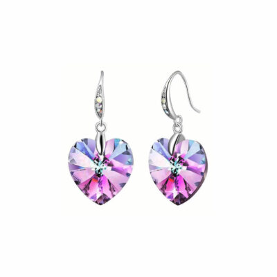 Boucles d'oreilles cristal cœur violet