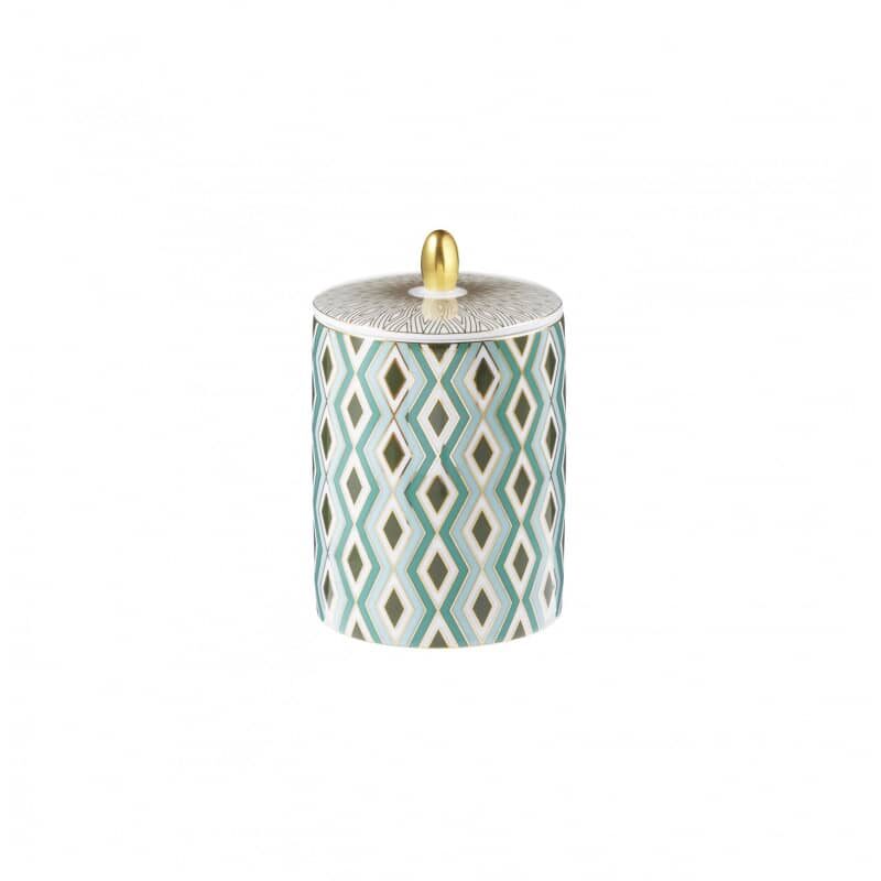 Boîte à bougie porcelaine Mosaic Babylone Vert Raynaud 1 boite-a-bougie-couvercle-et-bouton-porcelaine-mosaic-babylone-vert-raynaud