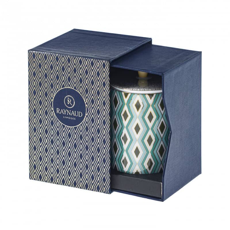 Boîte à bougie porcelaine Mosaic Babylone Vert Raynaud 2 bougie-Mosaic-Babylone-Vert-Raynaud