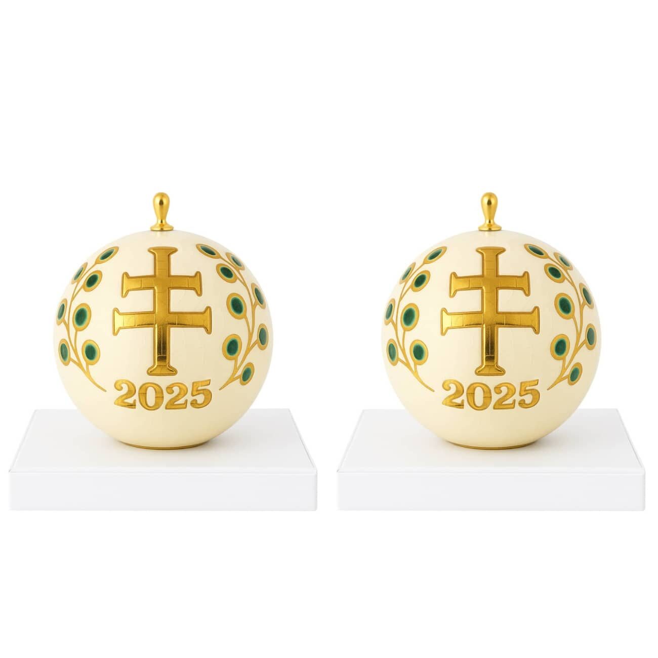 Set of 2 Christmass balls Croix de Lorraine 2025 Vessière X Longwy 1 coffret-boule-croix-de-lorraine