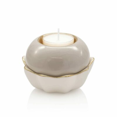 bougeoir-lotus-taupe-emaux-de-longwy