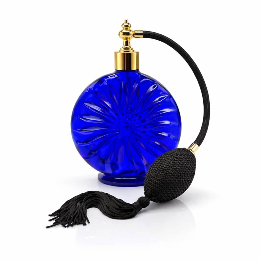 flacon-parfum-verre-bleu-rosace