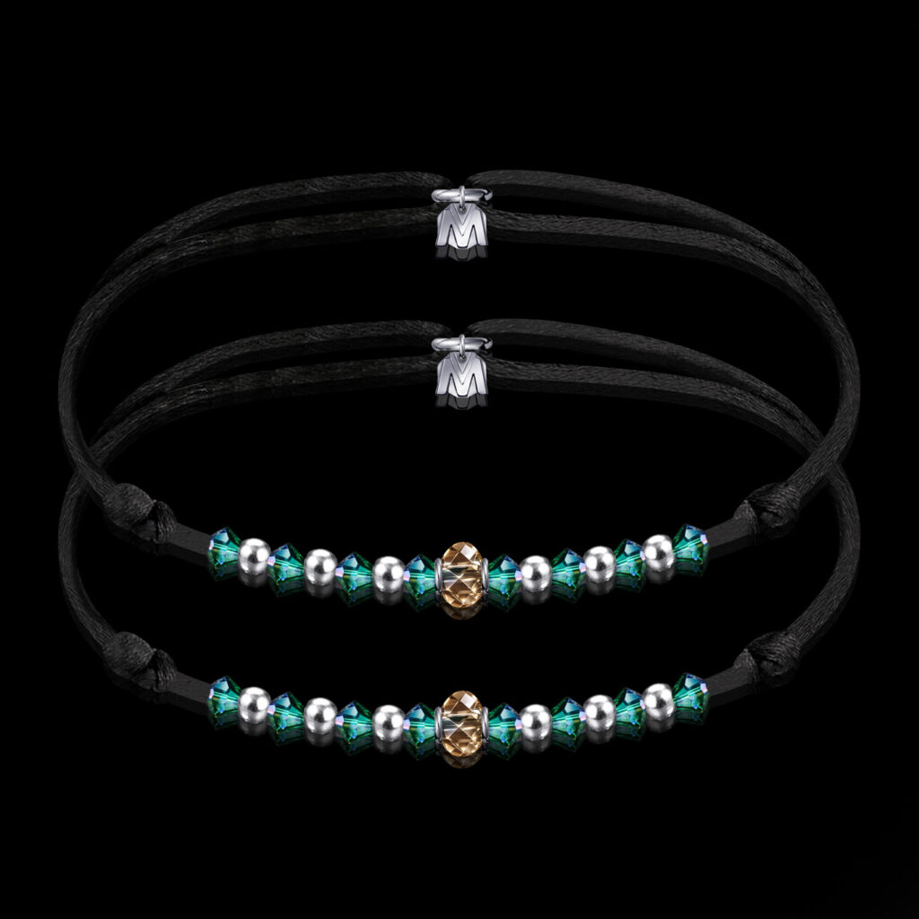 bracelet de couple noces emeraude 40 ans de mariage